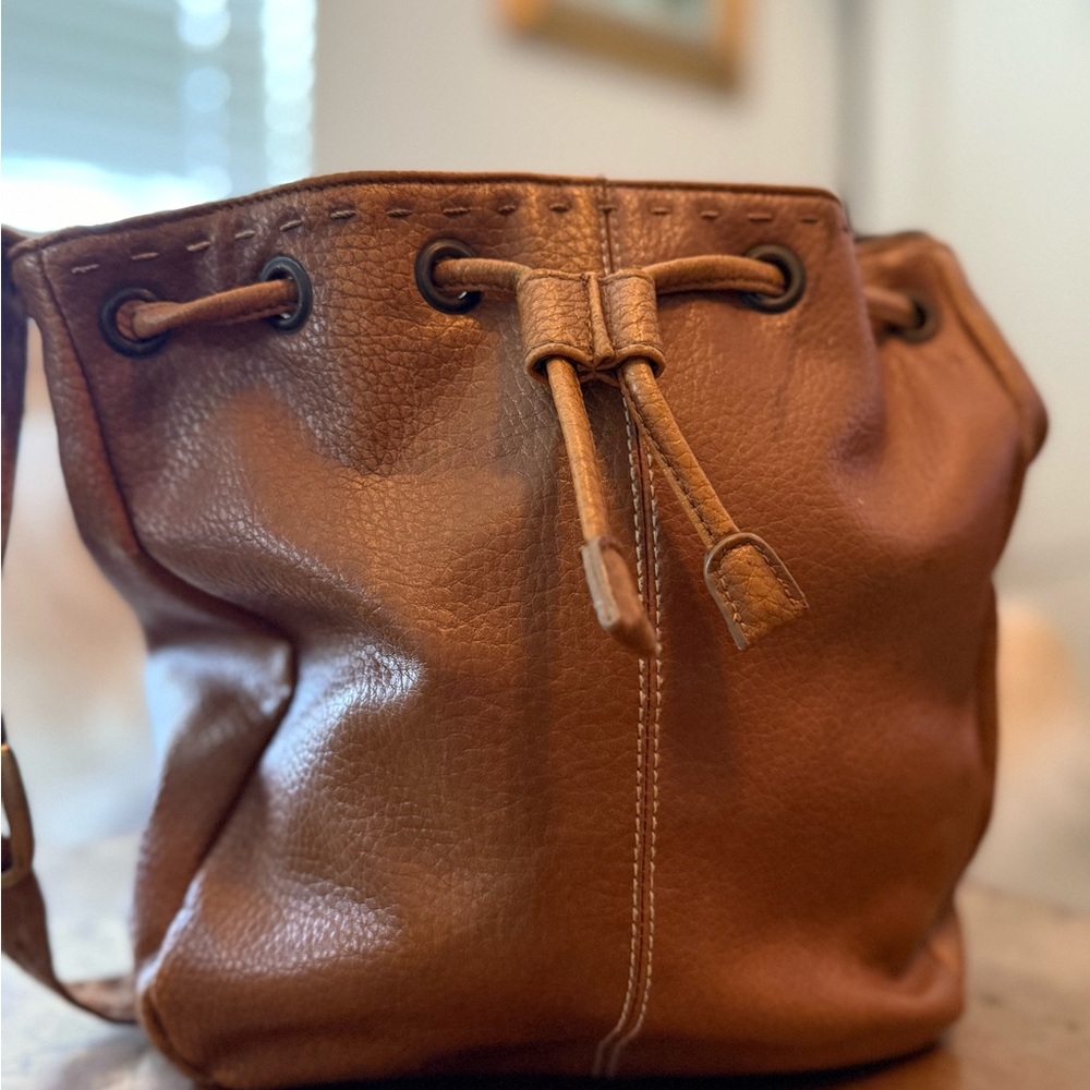 Merona Boho Leather Drawstring Bag